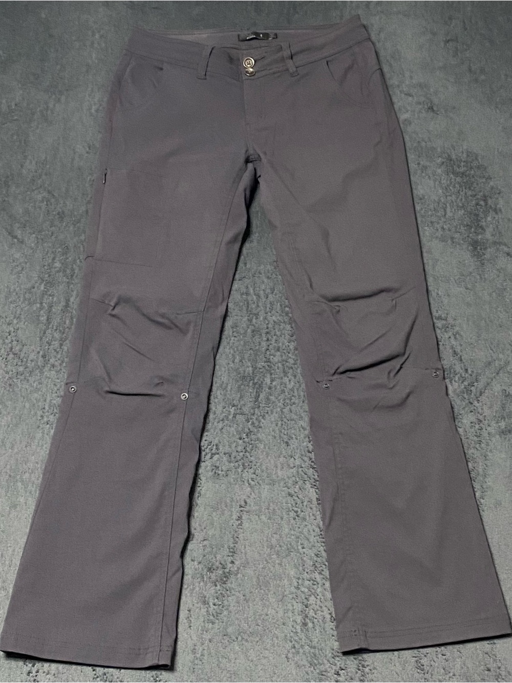 Prana Halle Pant Womens 6 Gray Straight Leg Roll Up Convertible Stretch Outdoor